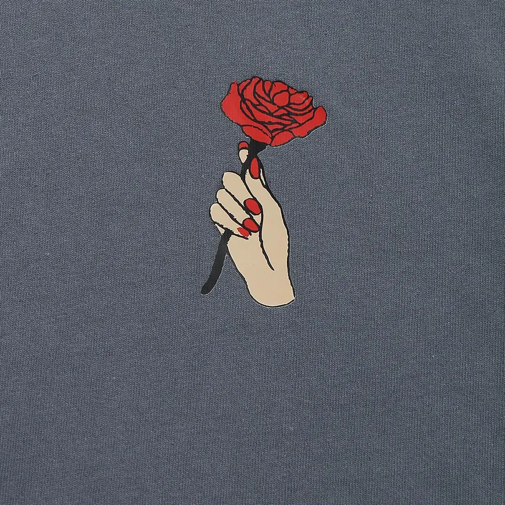 Kopen Zaful Hand Hold Rose Bloemenprint Valse Tweedelige T shirt Lange Mouwen Katoenen T shirts Ronde Hals Kraag Casual Tee Mens fall Tops
