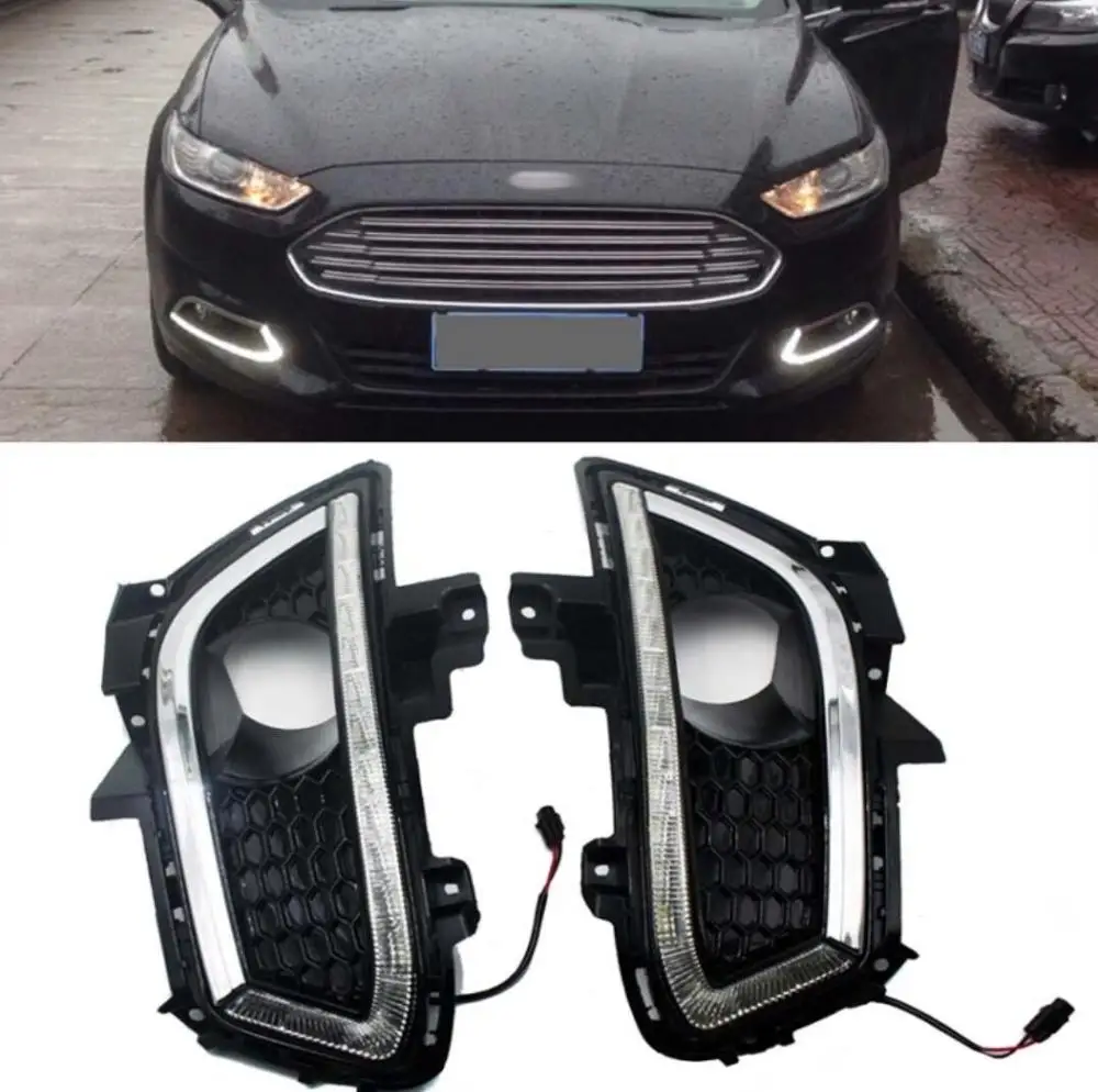 Автомобильный Стайлинг Fit 2013 Ford Fusion высокой мощности 16-светодиодный дневные ходовые огни DRL Противотуманные фары 2 шт