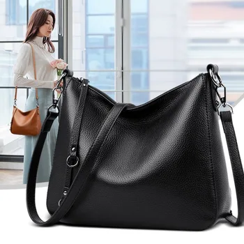 

2020 New Women's Bag Top Layer Cowhide Shoulder Bag Simple Fashion Leather Lady's Bag Fashion Portable Messenger Bag