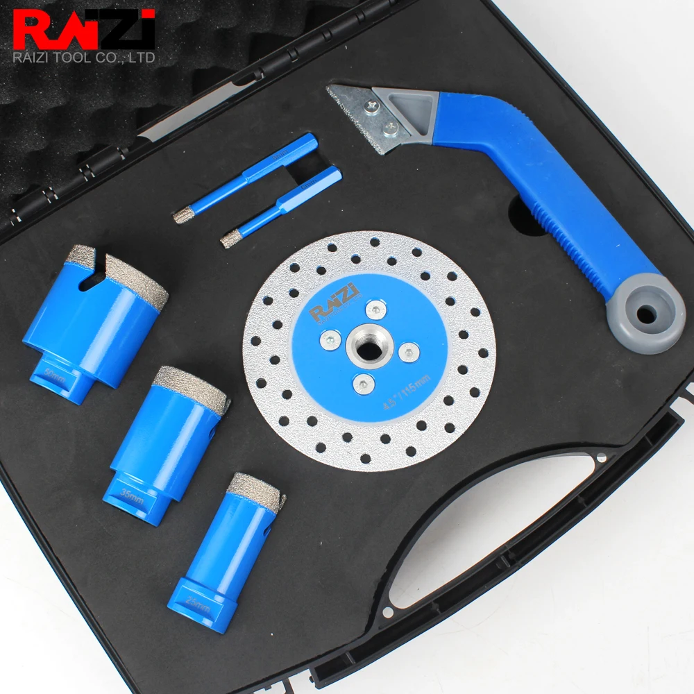

Raizi 7pcs/set Professional Tiling Installation Diamond Kit Tile Hole Saw Drill Bit Cutting&Grinding Disc Carbide Grout Saw