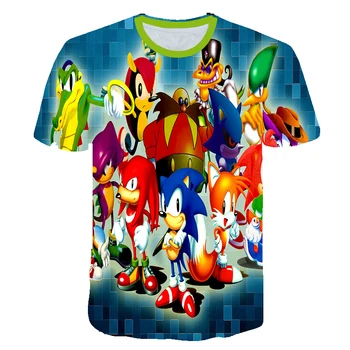 

New Tshirt Boys clothes Mario T Shirts Short Sleeve Children Girls Print T Shirts Cotton Kids Popular Sonic The Hedgehog Tops Te