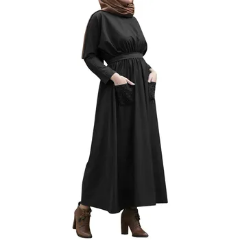 

Abaya UAE Turkish Islamic Malaysia pocket Pleated Muslim Hijab Dress Abayas For Women Robe Musulmane Kaftan Dubai Clothing 10.31