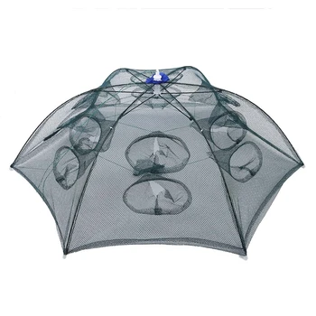 

Trap Net Fishing Camaron Cage Portable Umbrella Style Foldable with 12 Holes Green