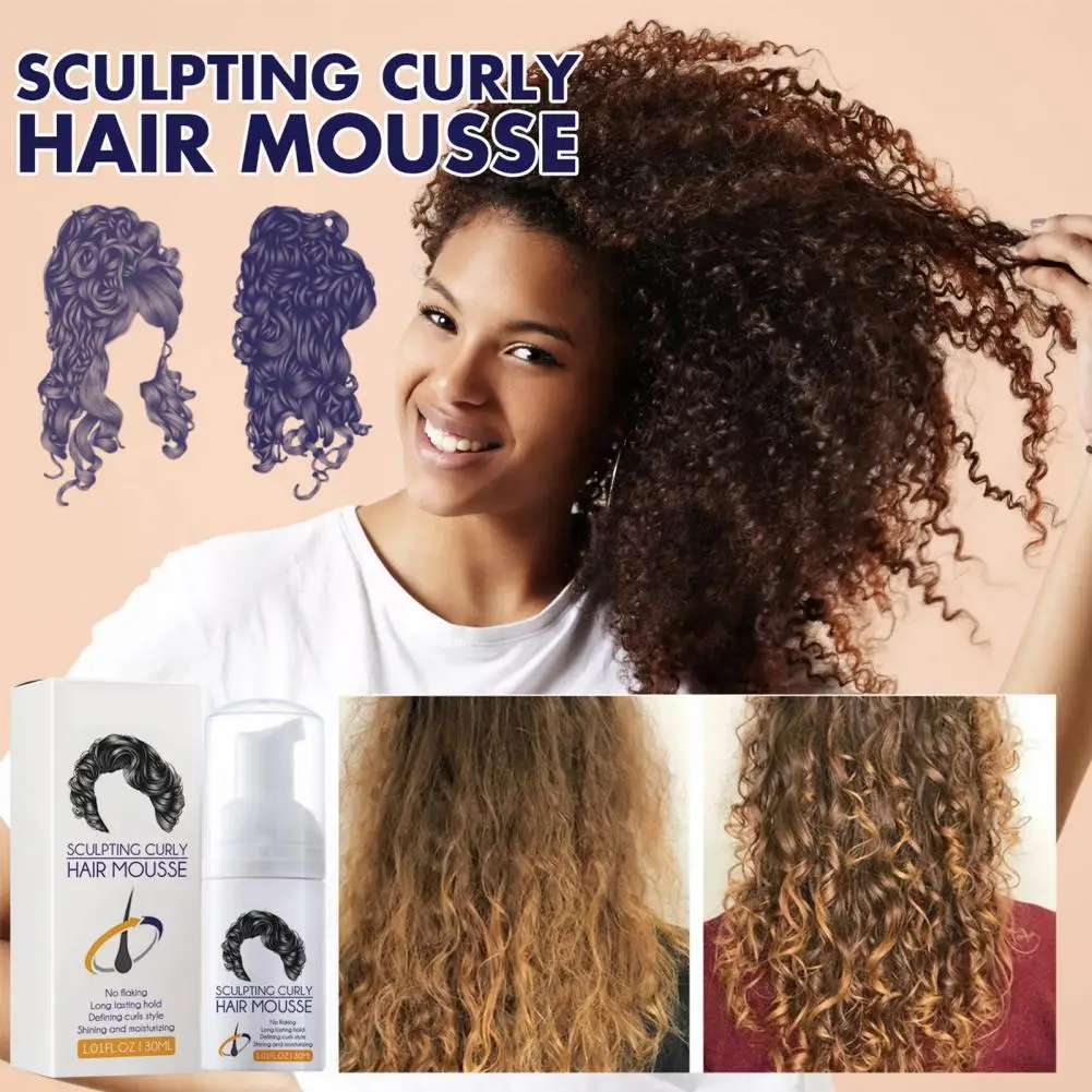 30ml No Flaking Hair Curl Mousse Shaping Curly Styles Natural Curl