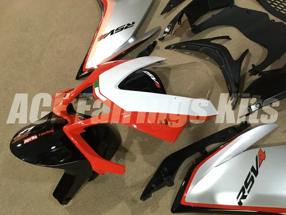 Полный комплект обтекателя мотоцикла подходит для Aprilia RSV4 1000 2010 2011 2012 2013 АБС-пластик красное серебро Лидер продаж