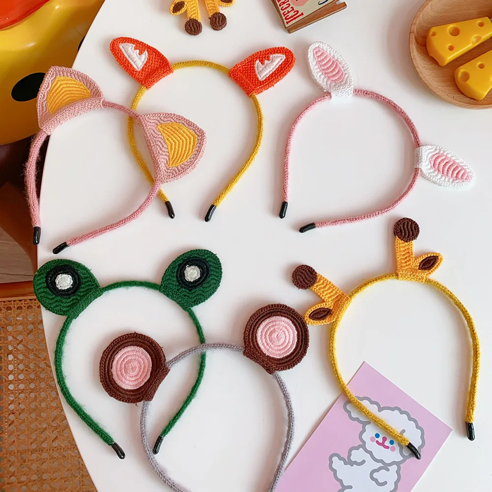 

Kawaii Cartoon Woolen Rabbit Ears Headband Cat Ears Hairpin Frog Headband Face Wash Makeup Hairband Christmas Accessories