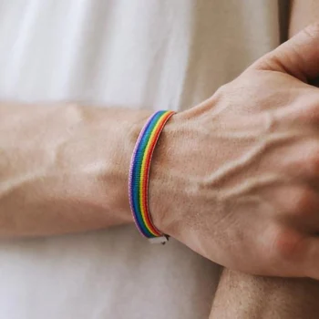 

New Simple Rainbow Woven Bracelet LGBT Lesbians Gay Bisexuals Bracelets Seven Colors Braided Men Women Couple Friendship Jewelry