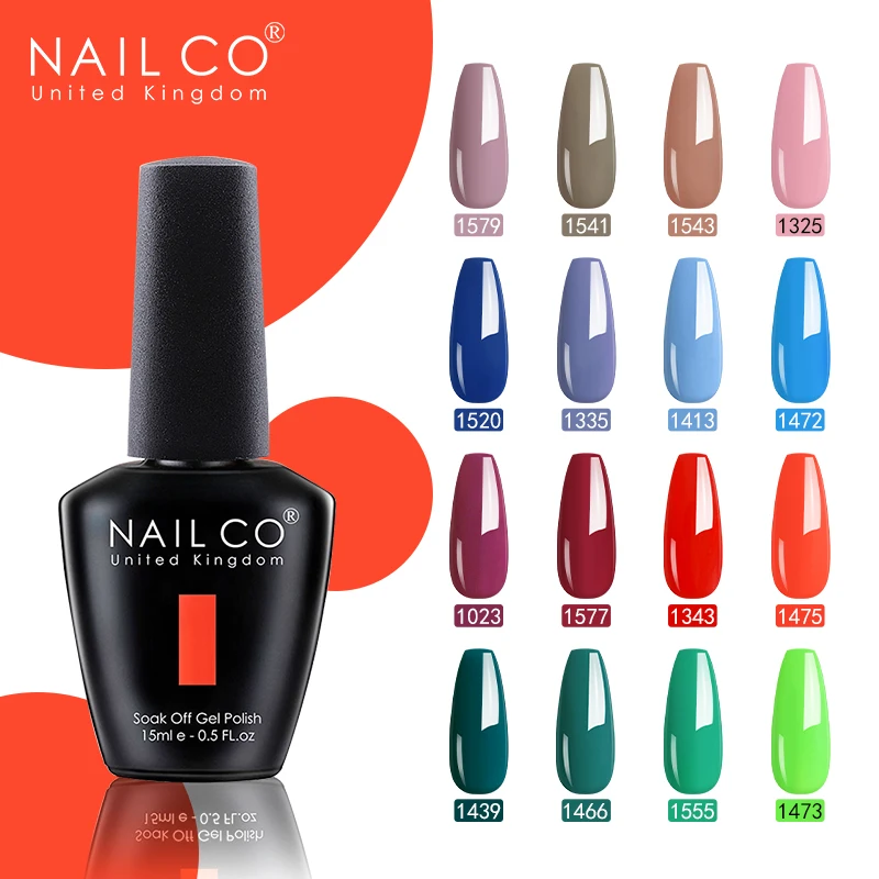 NAILCO 15ML Gel Nail Polish 47 Colors  UV LED Semi Permanent Nail Polish Long Lasting Gel Lacquer Nail Art Varnish Hybrid