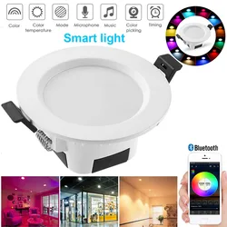 Spot lumineux Led rond et intelligent pour le plafond, éclairage d'intérieur, contrôlable par application, compatible avec Bluetooth, rvb, 5W, D20 