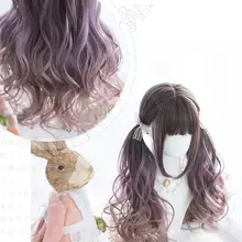 Косплей микс Лолита 64 см светильник фиолетовый косплей парик длинные волнистые женские Девушки термостойкие градиентные Ombre синтетические волосы