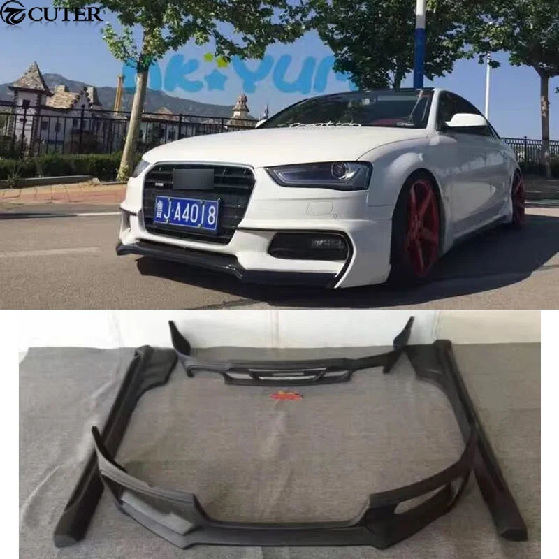 A4 B9 Unpainted Wd Style Car Body Kit Pp Auto Front Bumper Side Skirts
