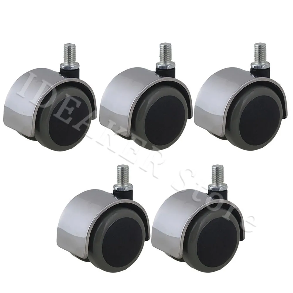 5PCS Stainless Steel Office Chair Swivel Casters Furniture Wheels Screw