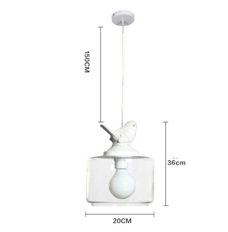 BDBQBL Creative1 Head Bird Pendant Lights Lamp Glass Transparent Northern Europe Children Lamps Lanterns Parlor Hanglamp