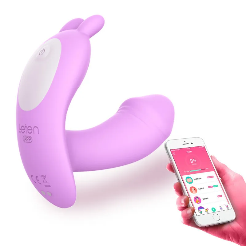 Вибратор фаллоимитатор Leten с Bluetooth Двойной вибрирующий массажер для стимуляции