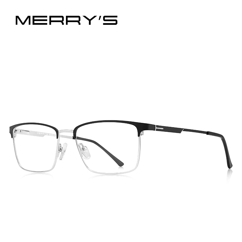 MERRYS Дизайнерские мужские роскошные очки из сплава, Мужские квадратные ультралегкие корректирующие очки при близорукости в деловом стиле S2119 - Цвет оправы: C01 Black
