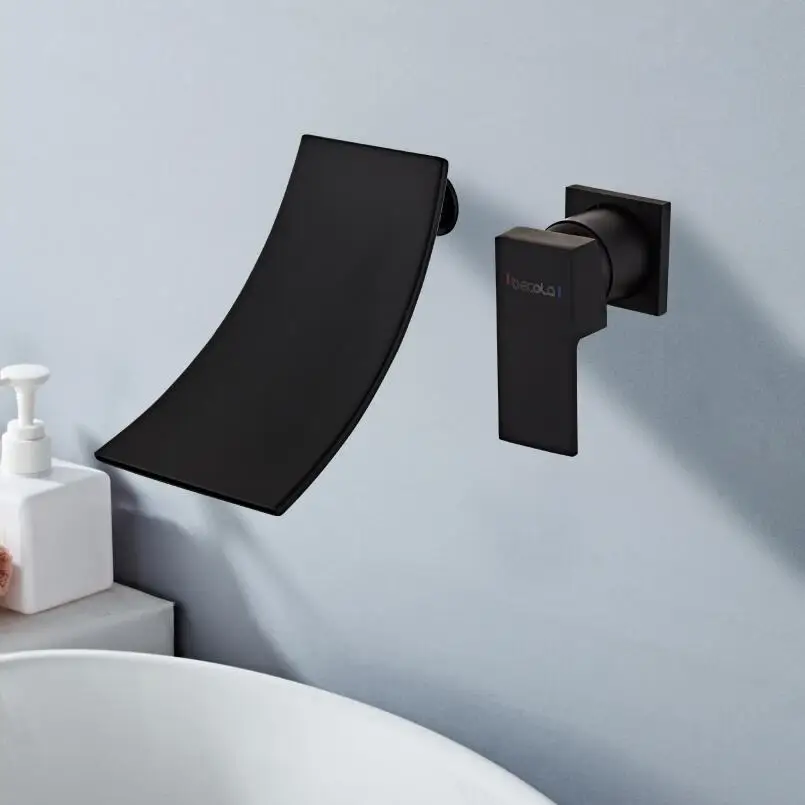 Настенный смеситель водопад для ванной комнаты черного и золотого цвета|bathtub