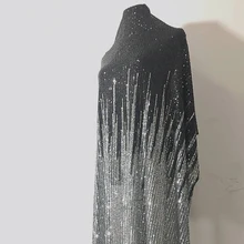 GLace 1 лет/партия черный, серебристый эластичный Блестящий сетчатая ткань с блестками для сцены одежда ночное платье TX1384