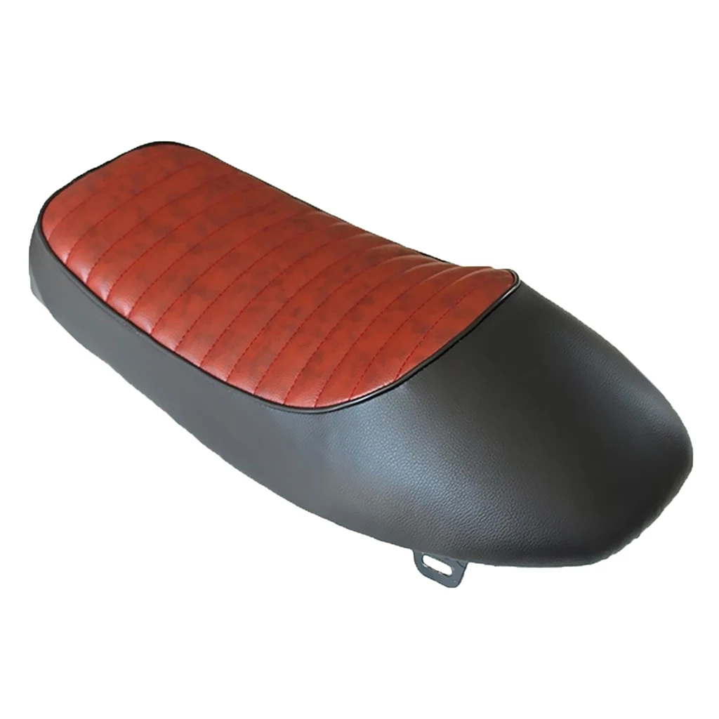 Vintage Cafe Racer Saddle Hump Style Faux Leather Universal Seat Cushion For Suzuki For Kawasaki Moto Retro - Brown Red