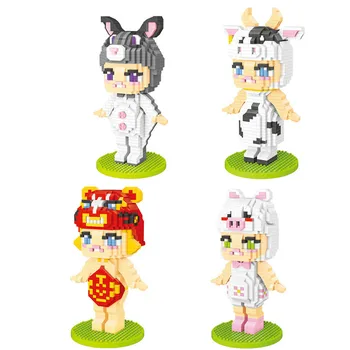 

LNO320-322 Small Diamond Building Blocks The Twelve Signs of The Chinese Zodiac DIY Assembly Bricks Christmas Gifts for Kid Toy