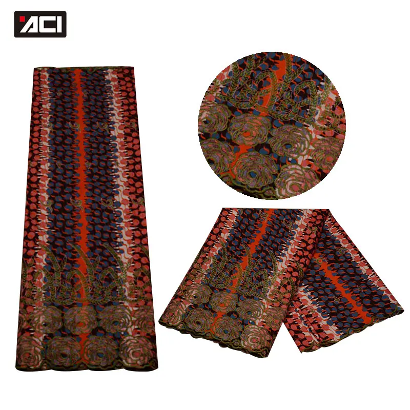 

ACI Cheaper Price African Lace Fabric Wax Print Tissu Africain Veritable Wax Block Print Fabric Lace African Ankara Lace 6 Yards