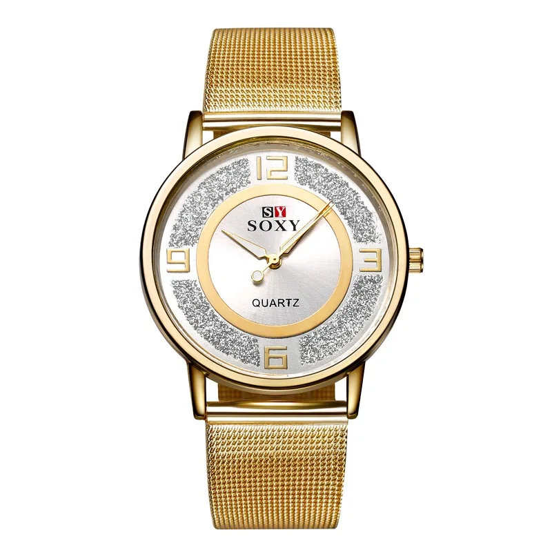 Роскошные женские часы горячая Распродажа Золотой Бренд браслет из нержавеющей стали аналоговые кварцевые наручные часы платье часы Relogio Feminino - Цвет: gold