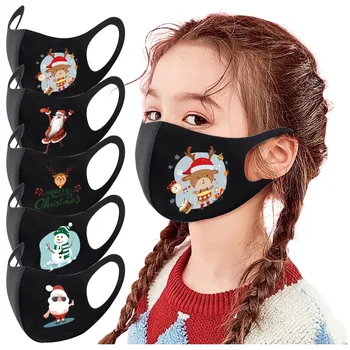 

5PCS Christmas Children Kids Mask Reusable Washable Cotton Masks Party Cartoon Face Mask For Kids Mascarilla Reutilizable Masque