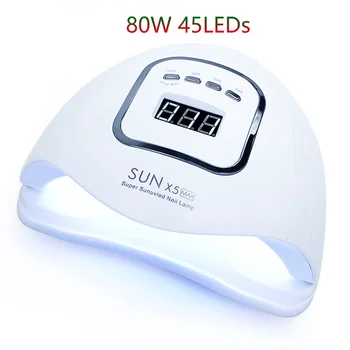 

80W SUN X5 Max UV LED Nail Lamp Nail Dryer 45 LED Fast Drying All Nail Gel Polish Infrared Sensor 10S 30S 60S 99S Manicure Dryer