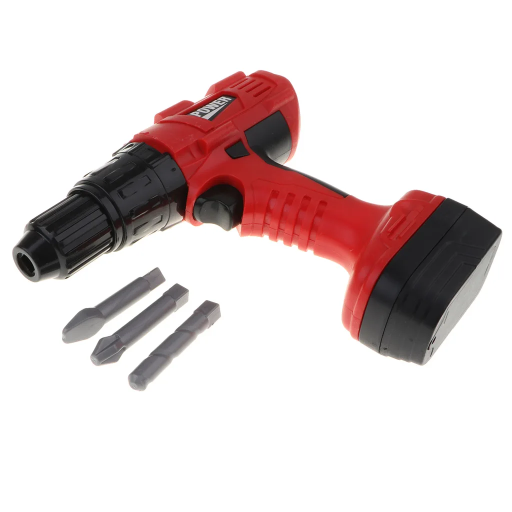 Power Tool Pretend Play Realistic Looking & Working Dual Rotating Drill Tool Kids Electric Simulation Toys for Boys