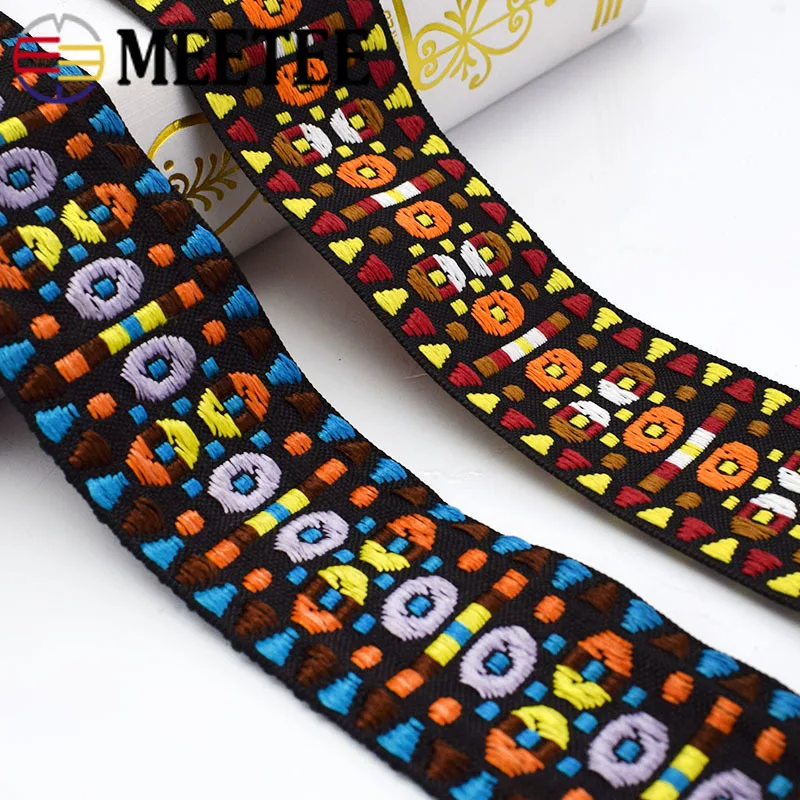 Meetee 2 ярдов 4 8 см Цвет в национальном стиле кружевные лямки двойной Grosgrain ленты DIY