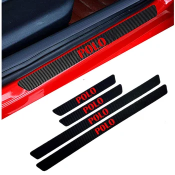 

4PCS Car Styling Carbon Fiber Door Sill Protector Stickers For VW Polo Scirocco CC GOLF 7 Golf 6 protection Sticker