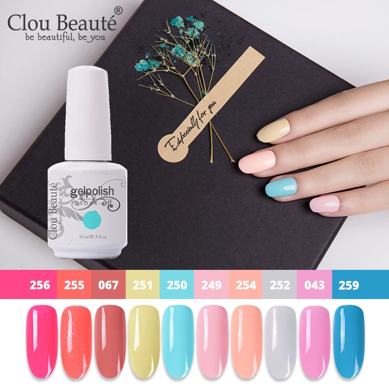 11 Набор гелевых лаков Clou Beaute, 10 шт., замачиваемый УФ-гель, светодиодный, долговечный Полупостоянный лак, серый, красный, розовый, Гибридный Гель-лак для ногтей - Цвет: 11