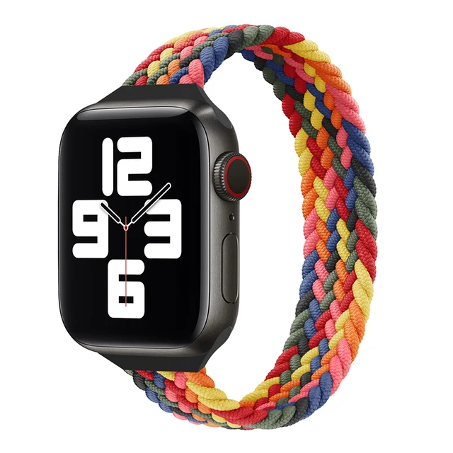 Slim Braided Solo Loop For Apple watch band 44mm 40mm 42mm 38mm 42 mm FABRIC Elastic belt bracelet iWatch serie 6 5 4 3 se strap 9 colorful