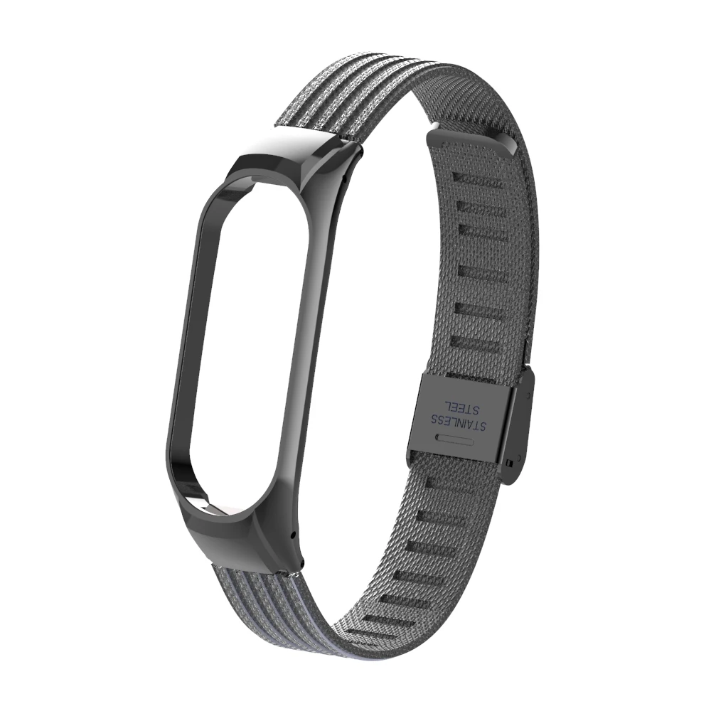Браслет mi Band 3 4 Металлический Безвинтовой браслет из нержавеющей стали для Xiaomi mi Band 4 3 браслет mi band 4 3 браслеты Pulseira - Цвет: Black