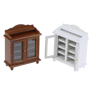 

Wine Cabinet 1/12 Wooden Wine Cabinet Model Kitchen Furniture Toy Miniature Dollhouse Decor Accessory Gift Kids Miniature