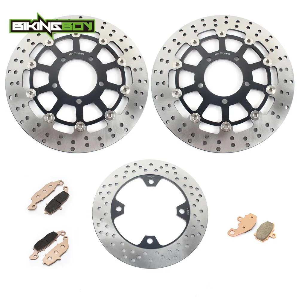 Round Black BIKINGBOY для KAWASAKI ER-6N ER-6F ER6N ER6F 2006 07 08 09, 10, 11, 12, 13 лет, спереди и сзади тормозные диски роторы колодки - Color: Round Black