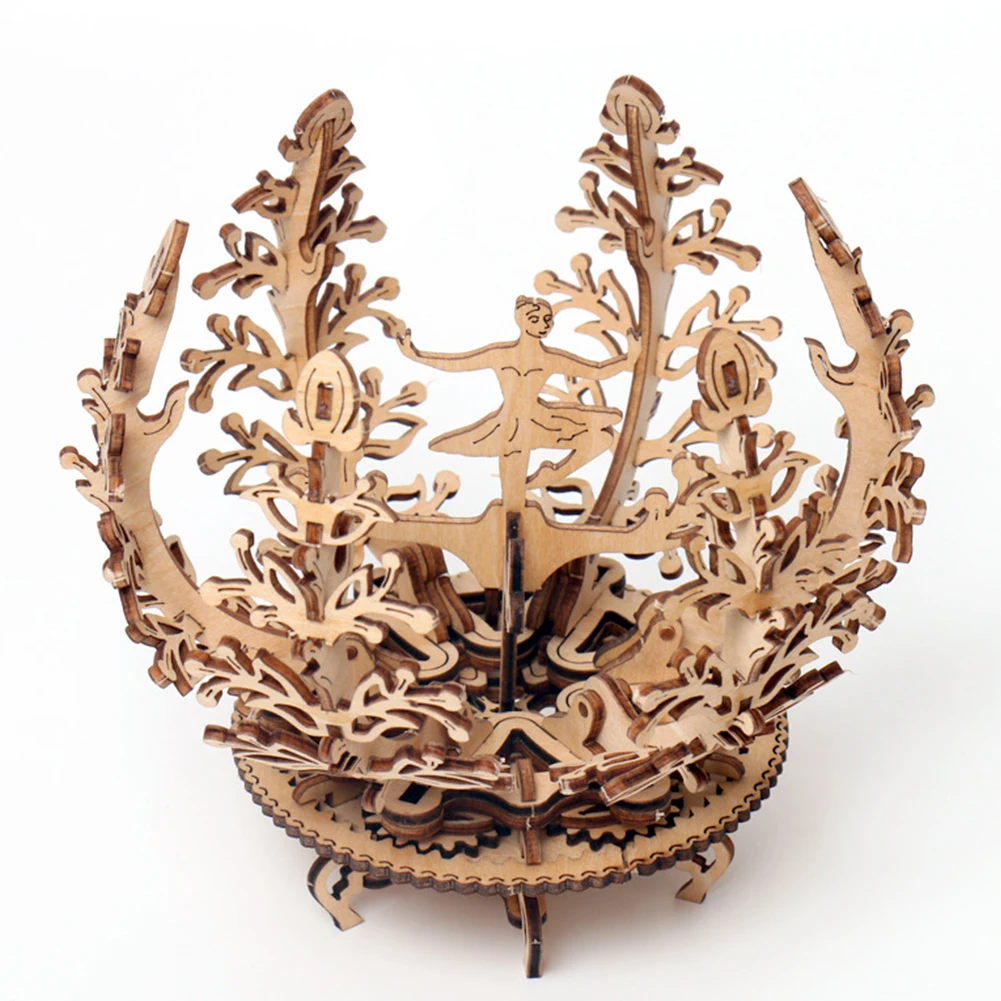 DIY Toy Eco-friendly Flower Adults Gift Wood Assembled Model Gear Rotate 3D Office Mechanical Transmission Decoration