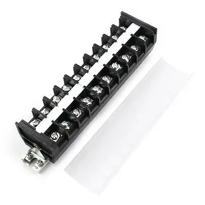 

22.5cm Long DIN Rail 20 Position 600V 60A 2 Row Screw Terminal Strip
