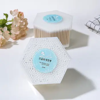 

500pcs/box Hexagonal Double Head Round Bath Clean Daily Cotton Swab Cotton Swab Clean EarB