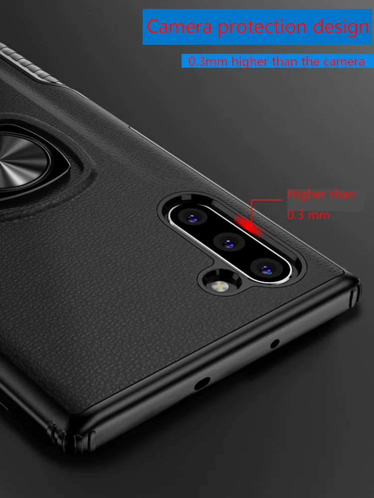 Чехол для samsung Galaxy note 10 note 10 pro из ТПУ+ поликарбоната в деловом стиле с магнитным кольцом и застежкой защищает чехол от падения