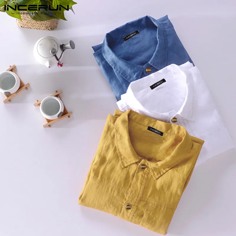 2020 Summer Men Solid Color Shirt Turn-down Collar Casual Streetwear Short Sleeve Tops Cotton Button Harajuku Shirts Hombre 5XL 2020 Summer Men Solid Color Shirt Turn-down Collar Casual Streetwear Short Sleeve Tops Cotton Button Harajuku Shirts Hombre 5XL