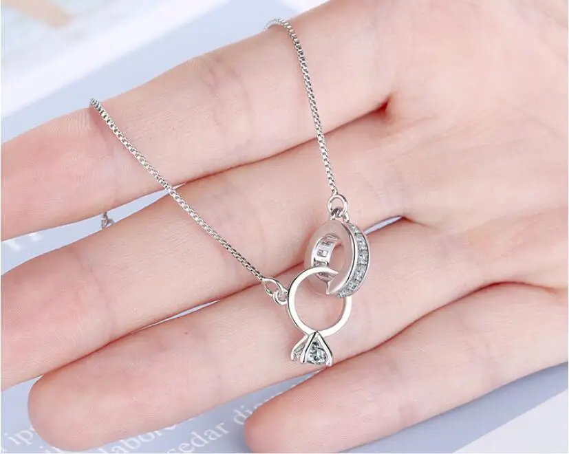 925 Sterling Silver Zircon Double Circle Charm Bracelet&Bangle For Women Elegant Wedding Jewelry Pulseras sl130 - Image 6