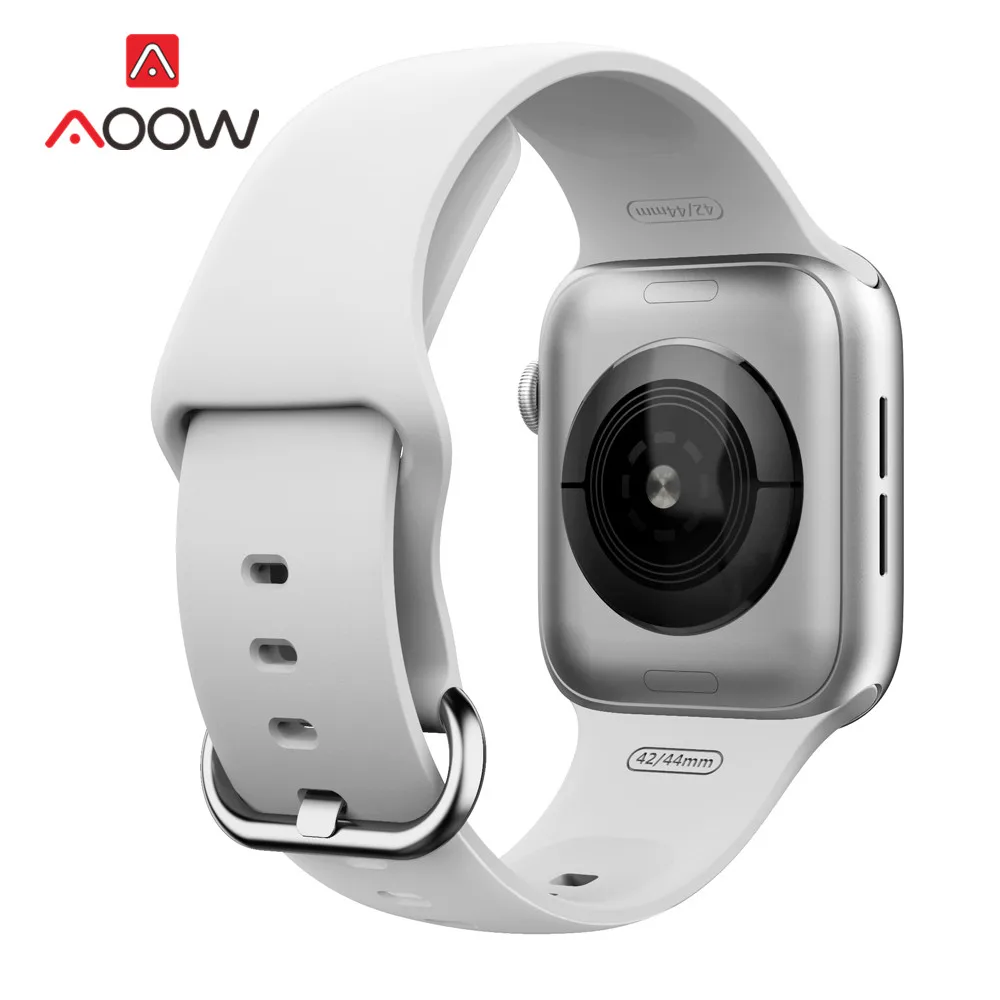 White Мягкий силиконовый ремешок для часов Apple Watch 5 38 мм 42 мм 40 мм 44 мм Мужской Женский спортивный браслет ремешок для iWatch серии 1 2 3 4 - Цвет ремешка: White