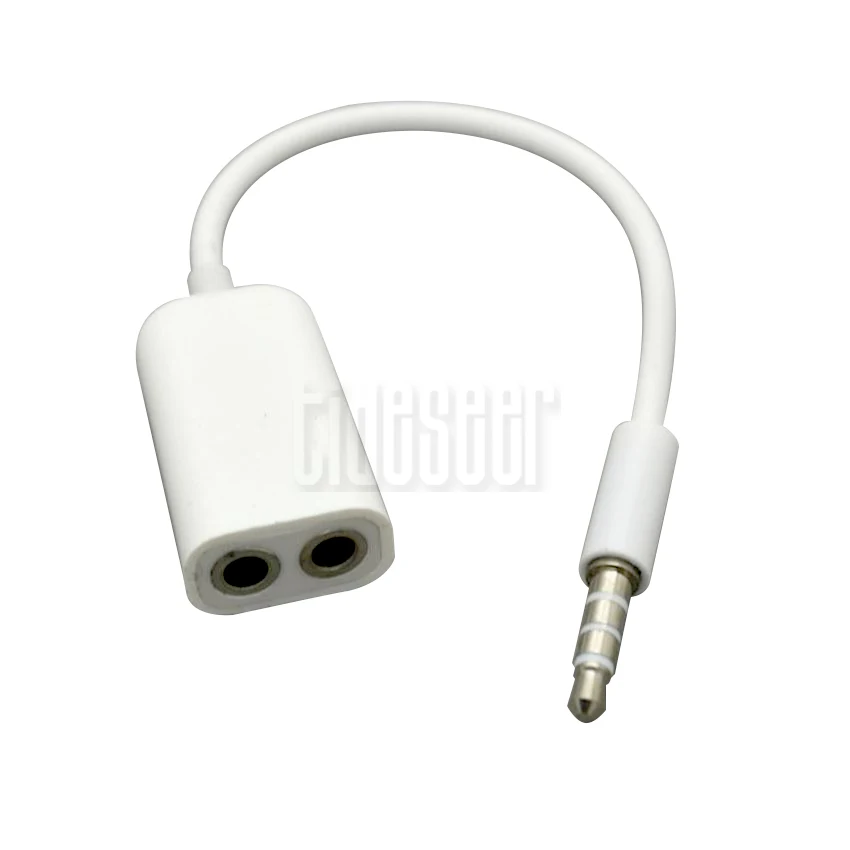 3 5mm Earphone Headphone 1 Male to 2 Dual Female Y Splitter Stereo Audio Cable Adapter Jack For iPhone Tablet PC MP3 4 2000pcs
