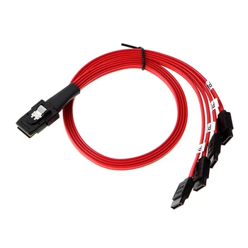 

50cm/1M Mini SAS Server Cable Durable SFF8087 To 4SATA Cable Red Straight High Speed 36P Hard Drive Data Cord
