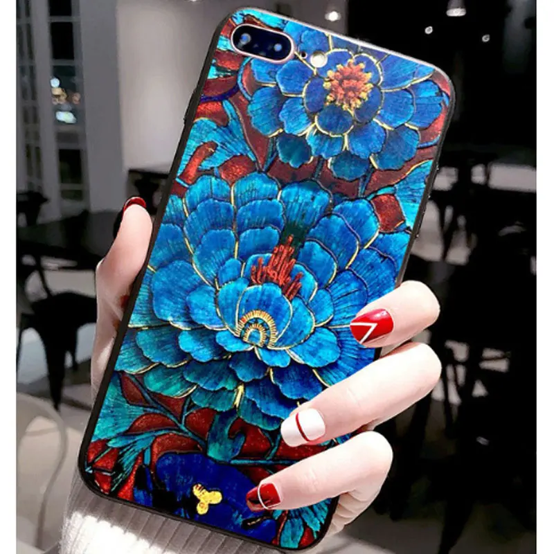 Floral Embossed Silicone 3D Phone Case