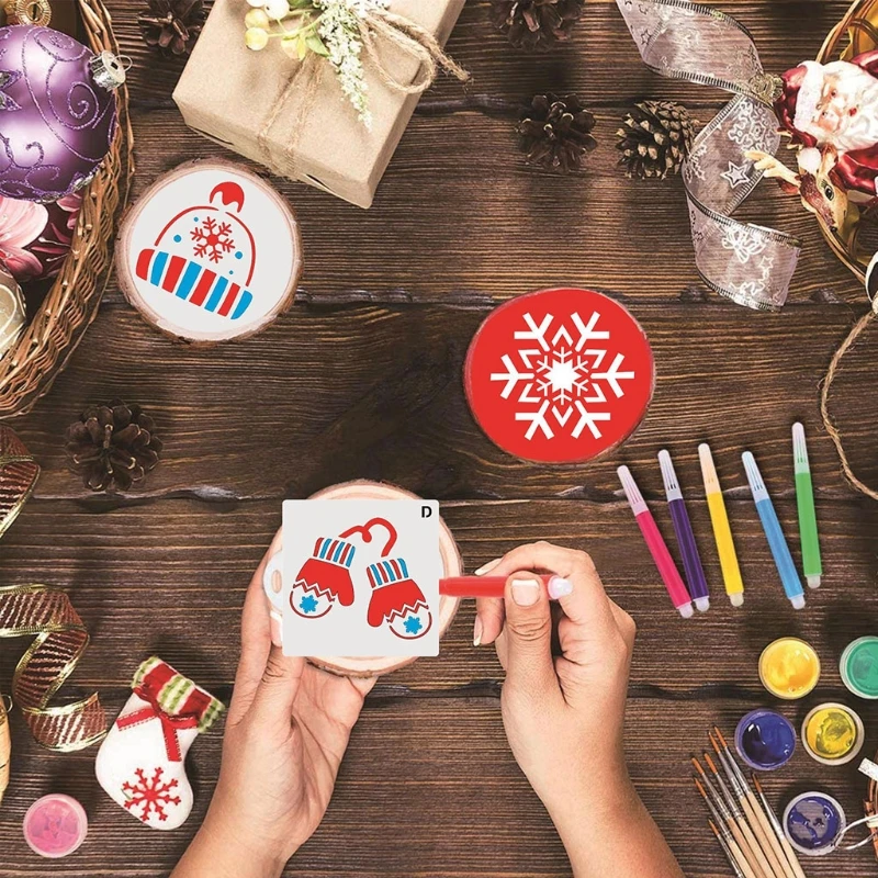 16PCS SMALL STENCILS Painting Stencil Christmas Hollow Templates Xmas  $14.49 - PicClick AU