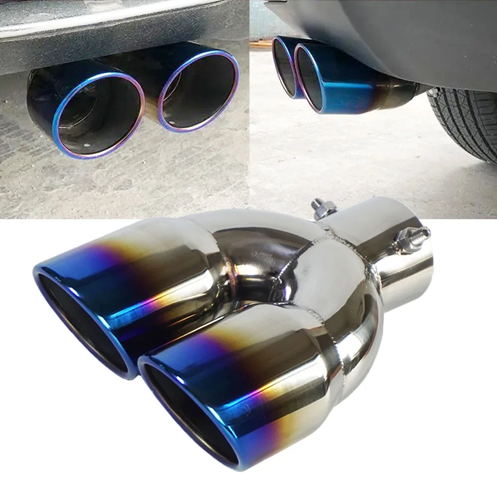 1PCS Car Rear Exhaust Tip Stainless Steel Muffler Tail Pipe Universal Nozzle Trim