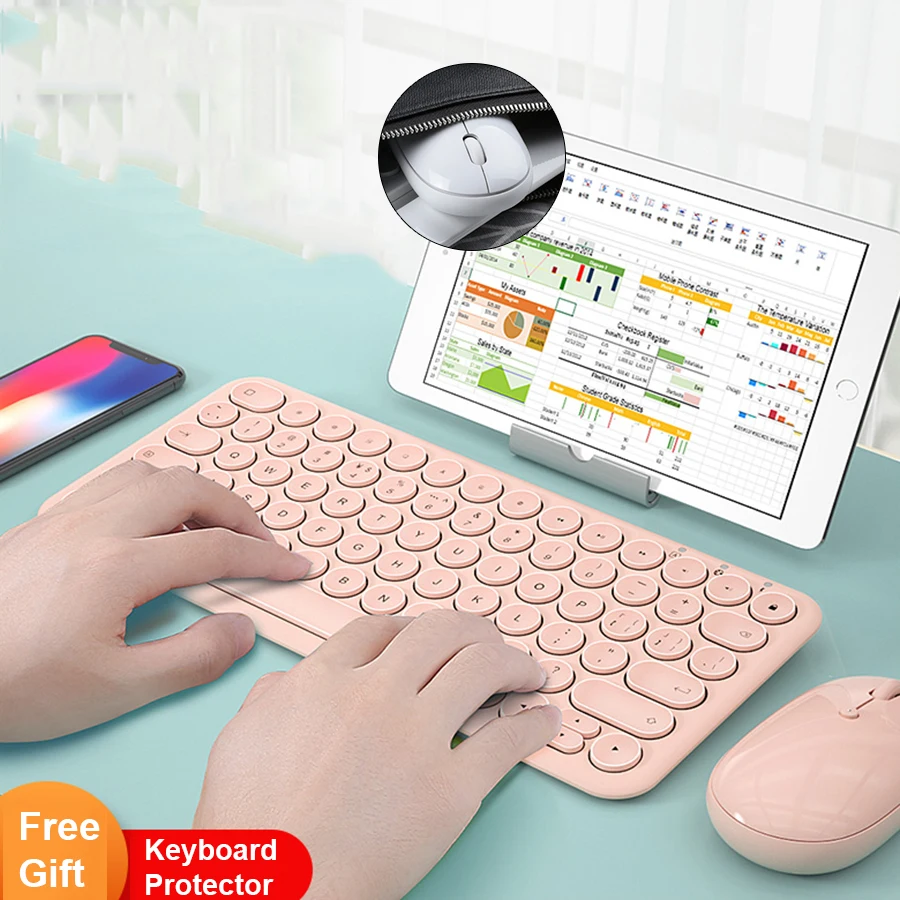 Бесшумный мини игровой набор мышь клавиатура комбо Bluetooth беспроводная комплект
