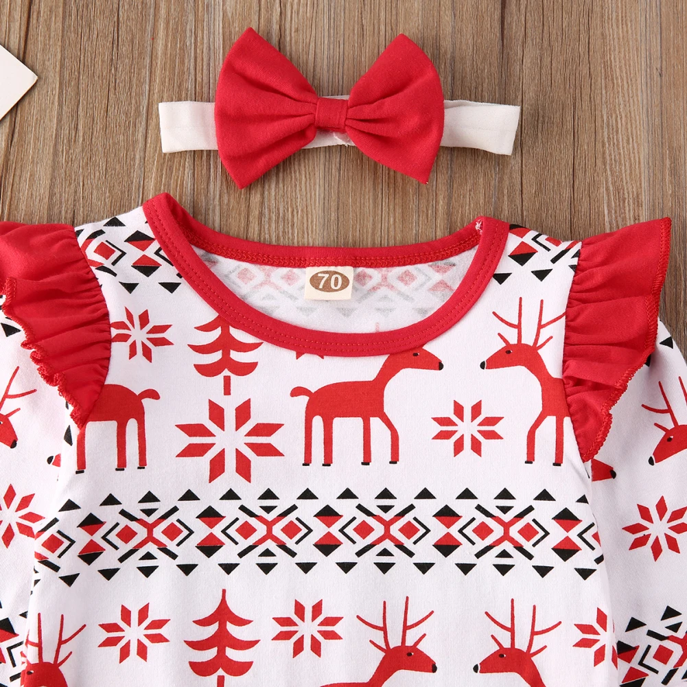 My 1st Christmas/комбинезон для маленьких девочек и мальчиков; повязка на голову; комплект из 2 предметов; комбинезон в клетку с принтом оленя; комплект рождественской одежды