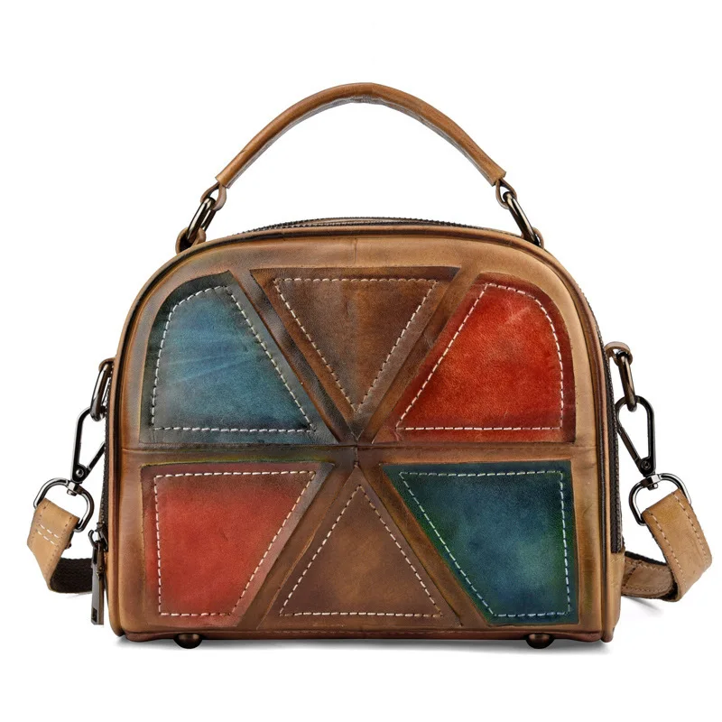 

2019 new high-quality genuine leather first layer cowhide retro one shoulder slung postman mini bag women handbag